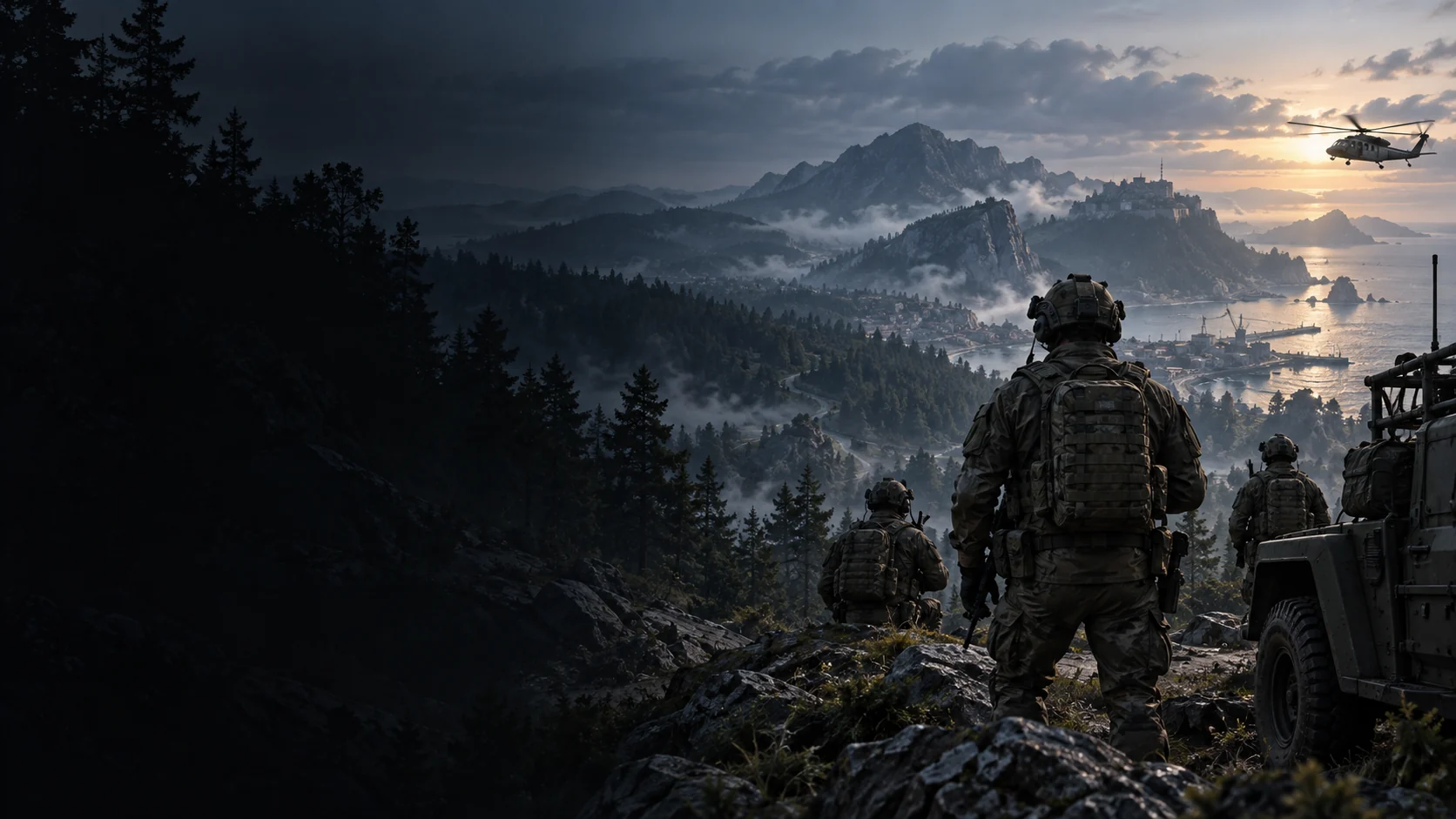 AI editorial illustration for Arma 4; not official gameplay