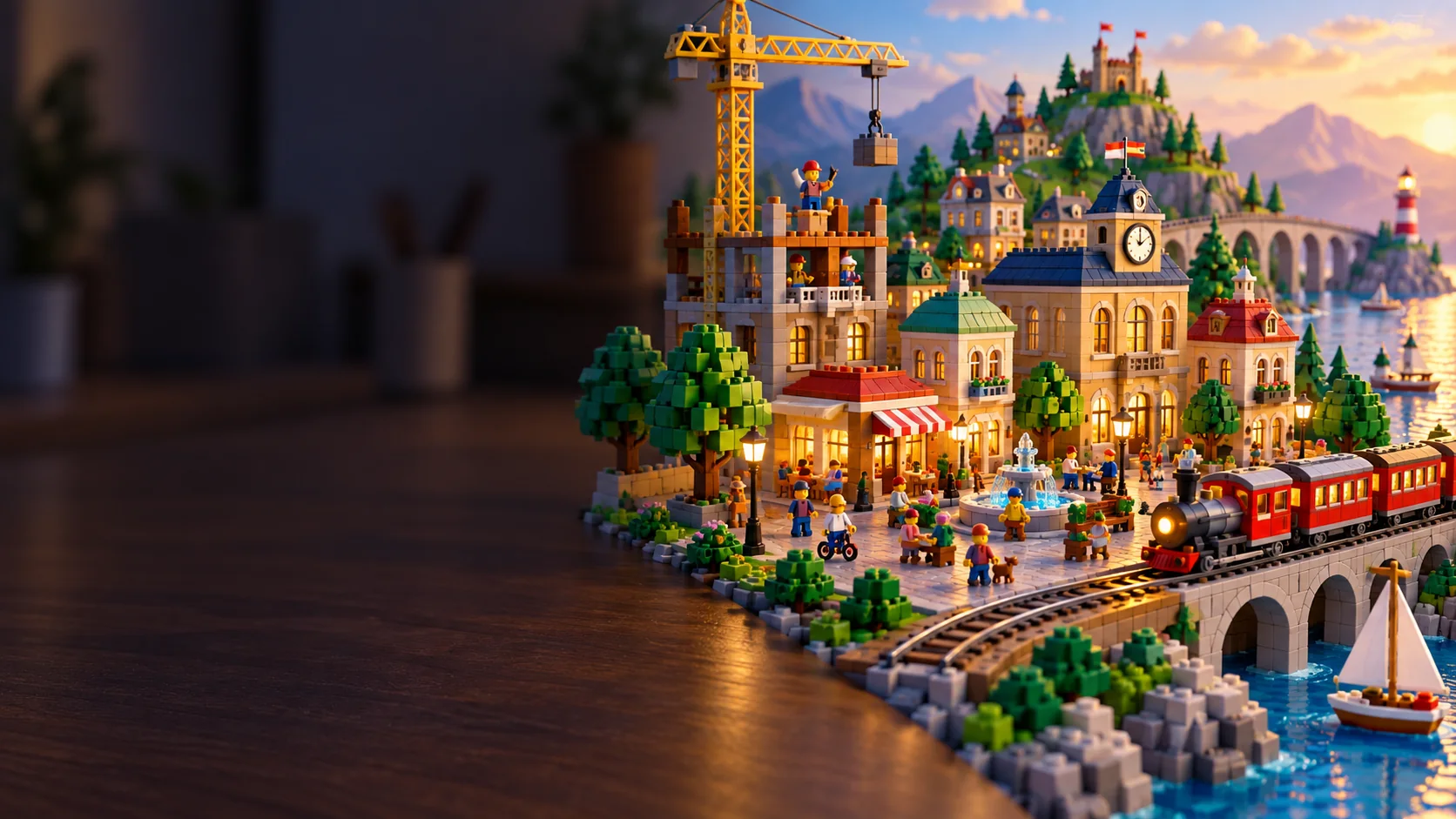AI editorial illustration for LEGO Skylines; not official gameplay