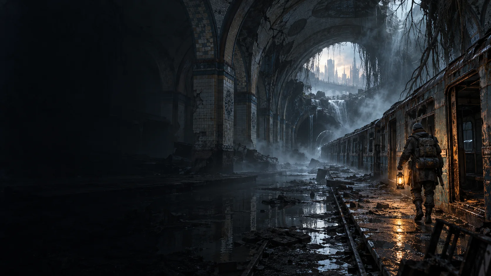 Atmospheric AI editorial artwork for Metro 2039
