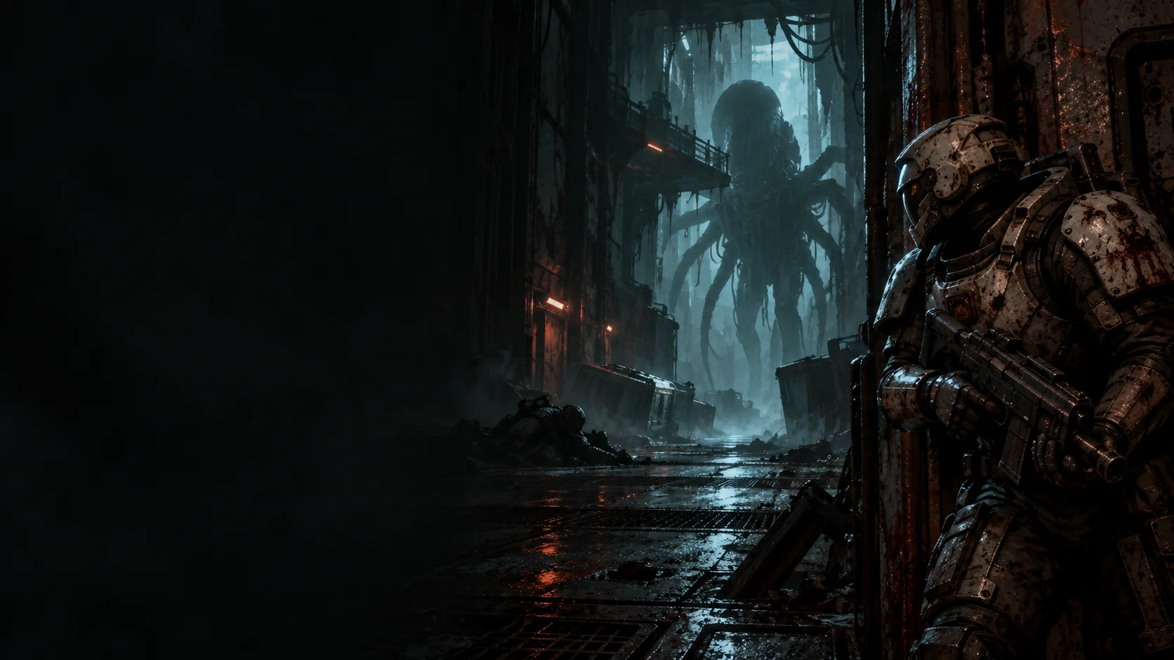 Atmospheric AI editorial artwork for Moros Protocol — Console Edition