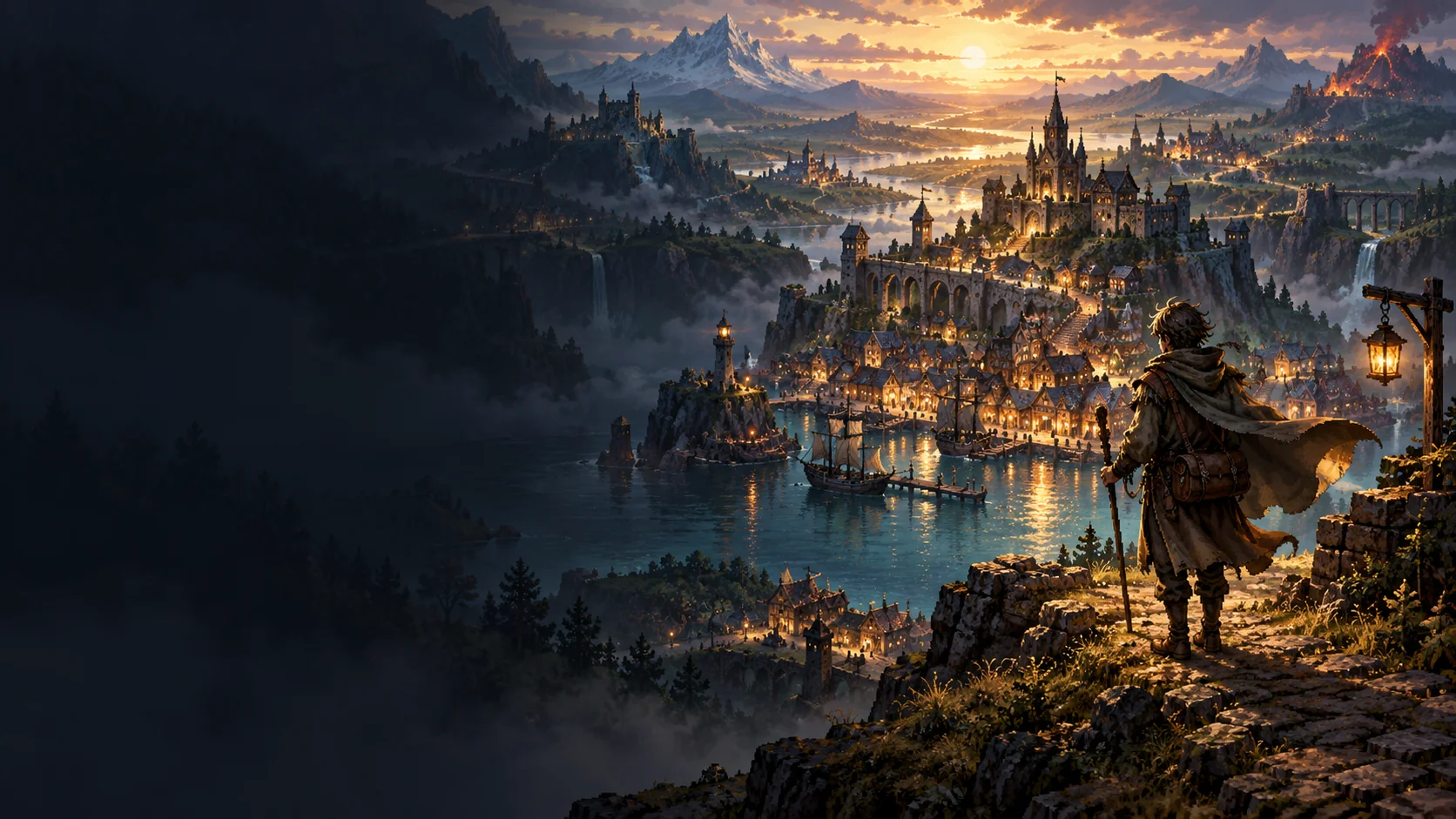 Atmospheric AI editorial artwork for OCTOPATH TRAVELER — Nintendo Switch 2