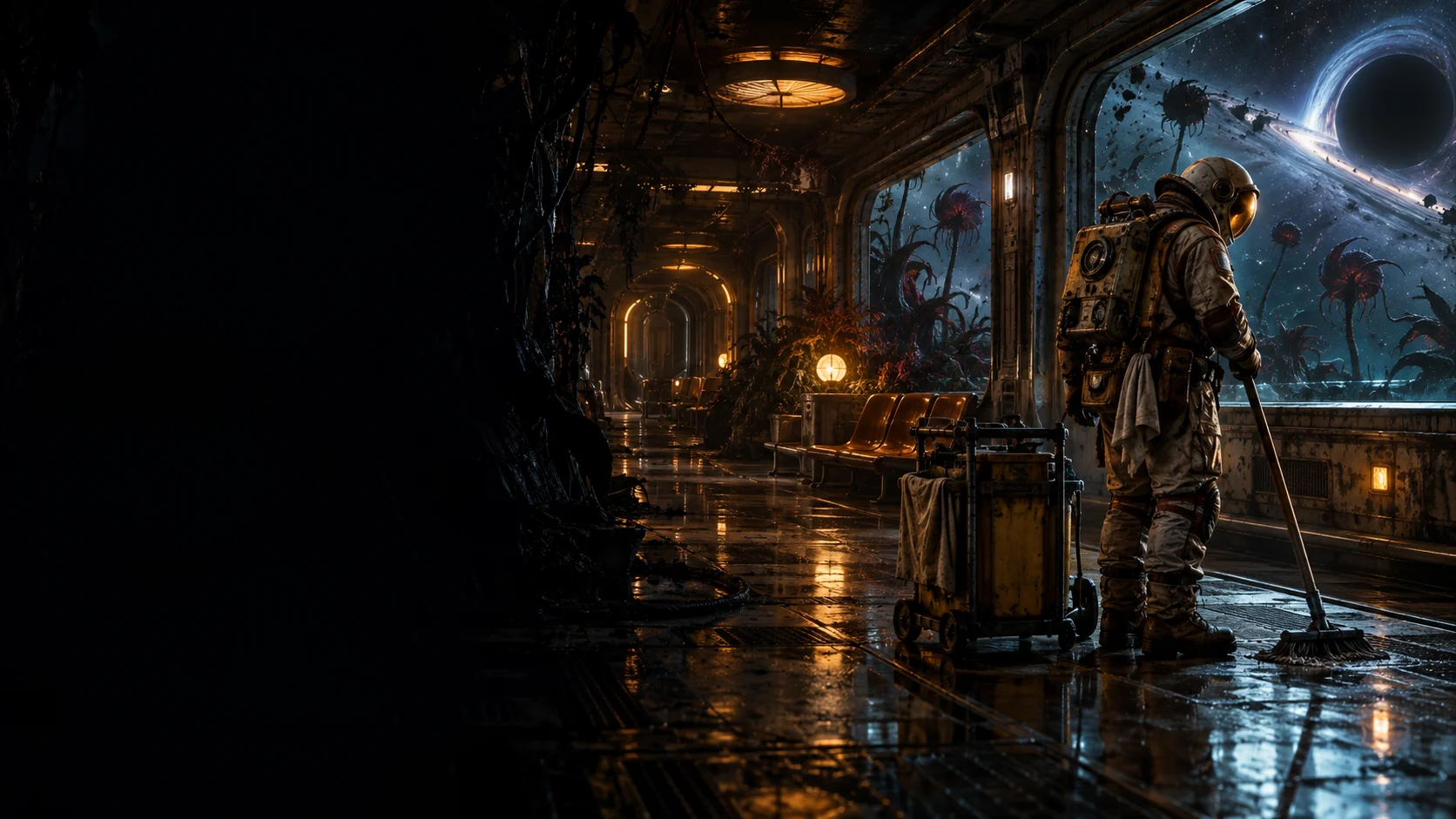 Atmospheric AI editorial artwork for RetroSpace