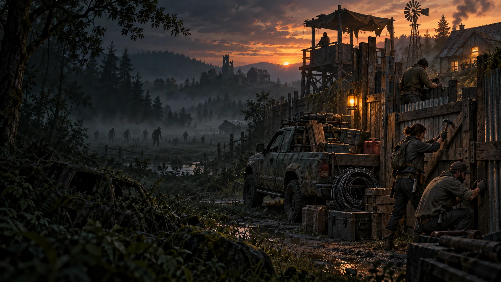 AI editorial illustration for State of Decay 3; not official gameplay
