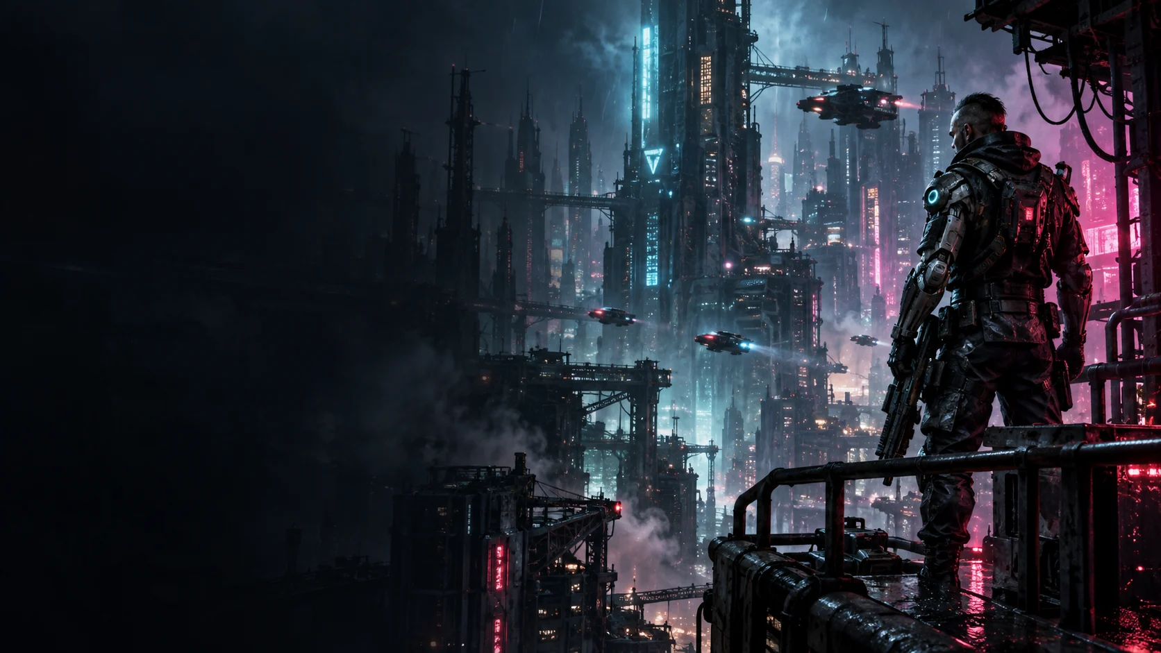 AI editorial illustration for The Ascent: Ultimate Edition; not official gameplay