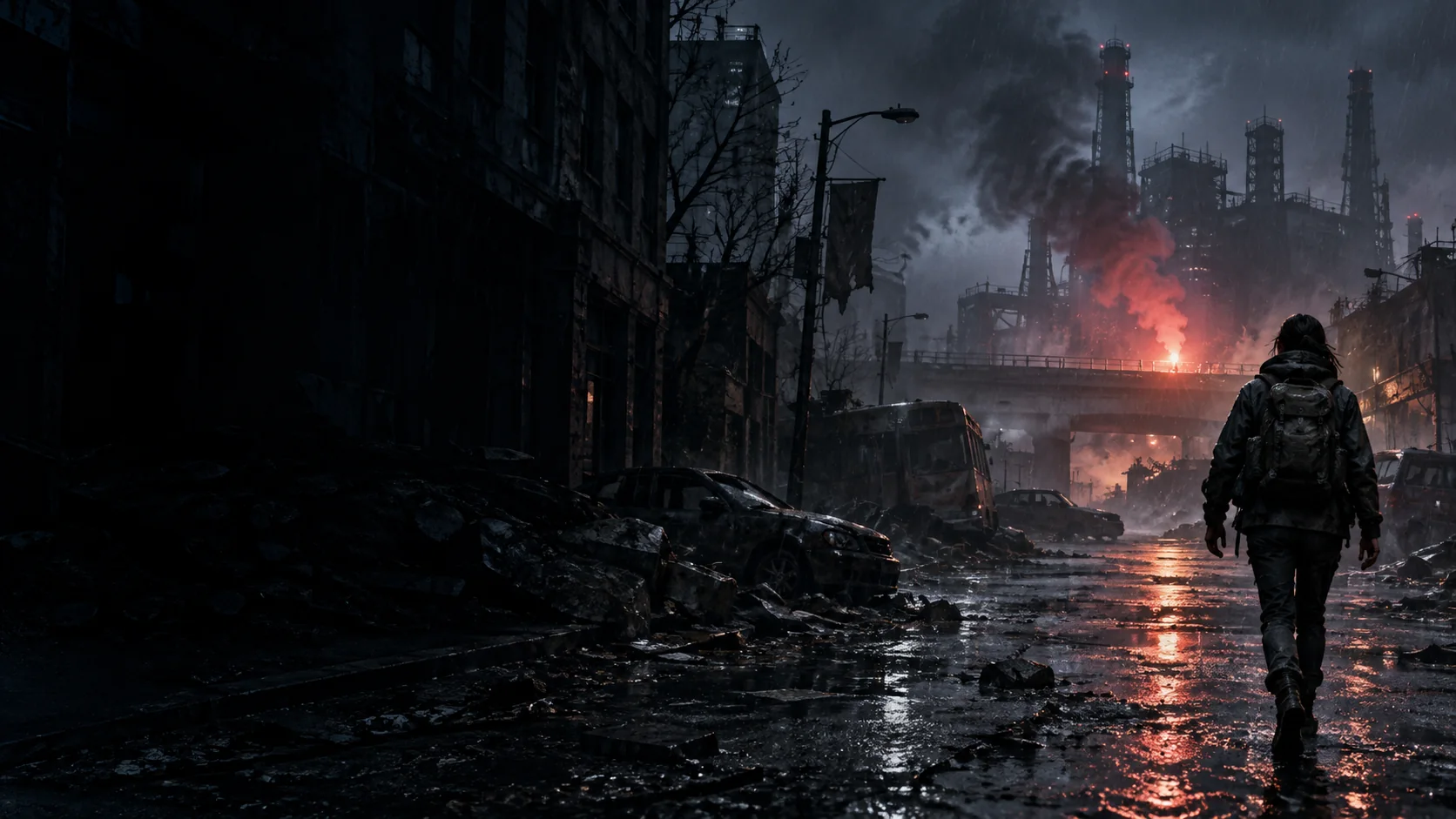 Atmospheric AI editorial artwork for Resident Evil 3 (Standard Edition, Nintendo Switch 2)